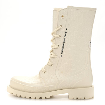CHRISTIAN DIOR Oblique Rubber Diorcamp Boots 38 Off White