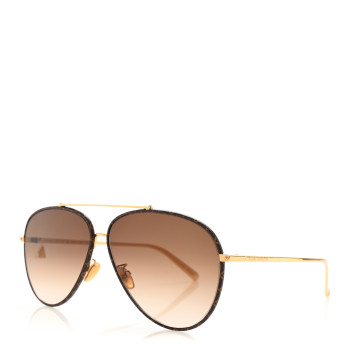 LOUIS VUITTON Metal Monogram LV First Pilot Sunglasses Z1712U Gold Brown