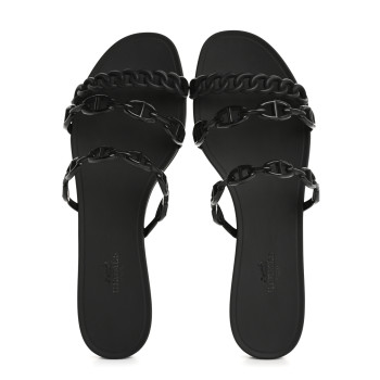 HERMES TPU Rivage Sandals 38 Black
