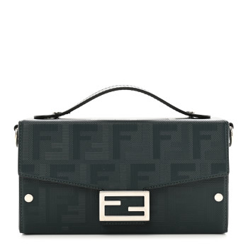 FENDI Vitello King FF Lines Embossed Baguette Soft Trunk Verde Inglese