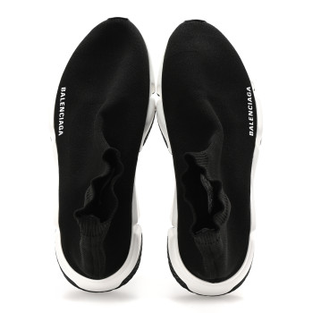 BALENCIAGA Neoprene Knit Mens Speed Sneakers 39 Black White