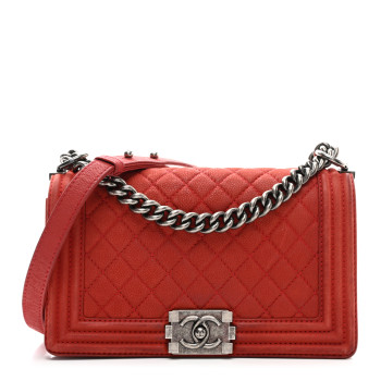 CHANEL Iridescent Caviar Quilted Medium Boy Flap Red