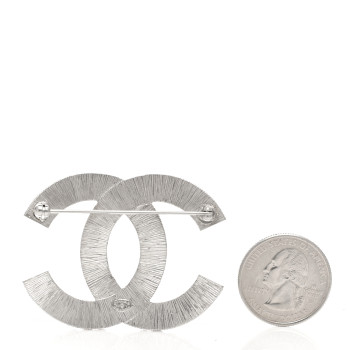 CHANEL Baguette Crystal CC Brooch Silver