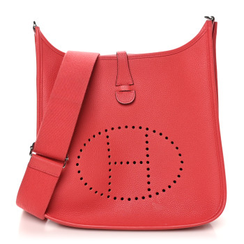 HERMES Taurillon Clemence Evelyne III PM Rose Jaipur