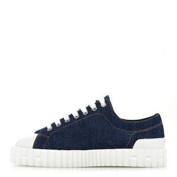 HERMES Denim Womens Cross Sneakers 37 Bleu