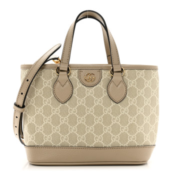 GUCCI GG Supreme Monogram Textured Dollar Calfskin Mini Ophidia Shoulder Tote Bag Bag Beige Mystic White Oatmeal