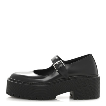 HERMES Glazed Calfskin Hoxton Oxford 35 Black