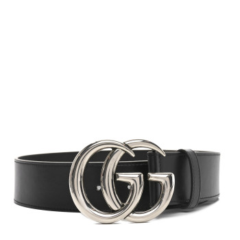 GUCCI Plutone Calfskin Palladium Double G 40mm Belt 70 28 Black