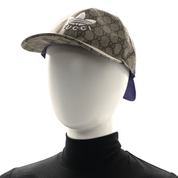 GUCCI X ADIDAS GG Supreme Monogram Double Sided Baseball Hat XL Beige Ebony Dark Ameth