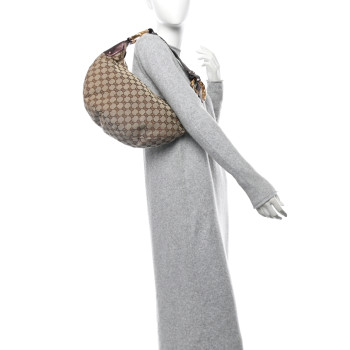 GUCCI Monogram Bamboo Ring Hobo Aubergine