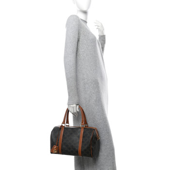 CELINE Triomphe Canvas Calfskin Boston Bag Tan