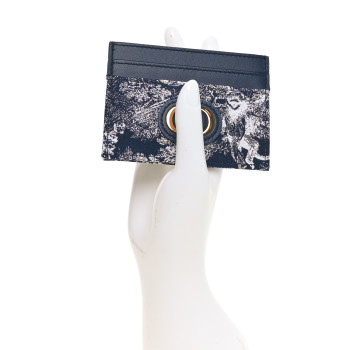 CHRISTIAN DIOR Toile de Jouy Reverse Jacquard 30 Montaigne Freesia Card Holder Blue