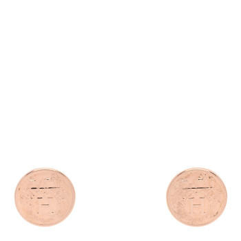 HERMES 18K Rose Gold TPM Ex-Libris Stud Earrings