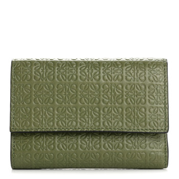 LOEWE Calfskin Embossed Small Wallet Avocado