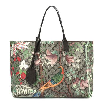 GUCCI GG Supreme Monogram Tian Large Shopping Tote Beige Multicolor New Acero