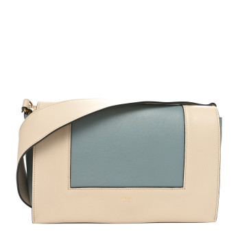 CELINE Shiny Smooth Calfskin Medium Frame Shoulder Bag Grege Storm