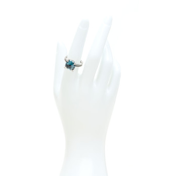 DAVID YURMAN Sterling Silver Diamond Hampton Blue Topaz 11mm Chatelaine Ring 54 7