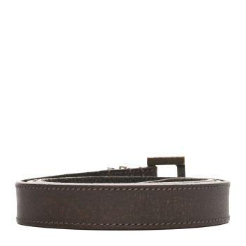 SAINT LAURENT Calfskin Monogram Narrow Square Buckle Belt 75 30 Brown