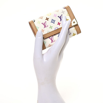 LOUIS VUITTON Monogram Multicolor Porte-Monnaie Plat Coin Purse White