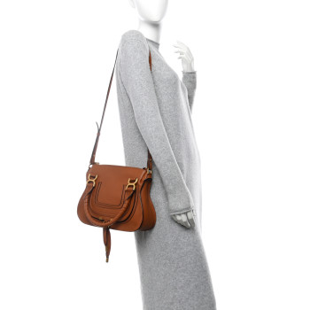 CHLOE Calfskin Small Marcie Satchel Tan