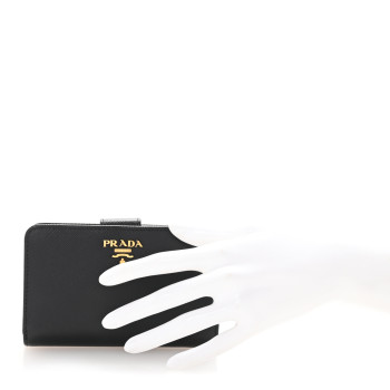 PRADA Saffiano Metal Compact Wallet Black