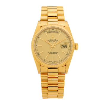 ROLEX 18K Yellow Gold 36mm Oyster Perpetual Day-Date President Watch Champagne 18038