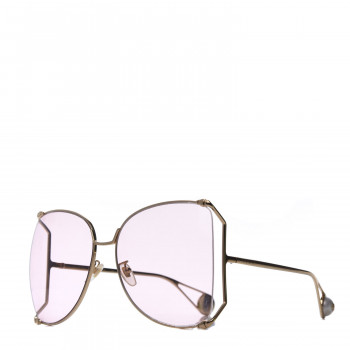 GUCCI Metal Oversized Round Sunglasses GG0252S Gold Pink