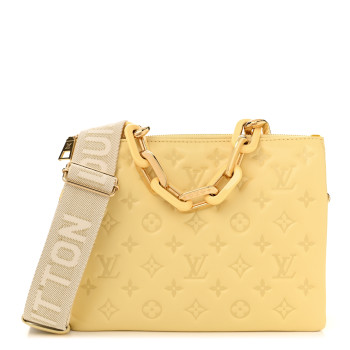 LOUIS VUITTON Lambskin Embossed Monogram Coussin PM Yellow