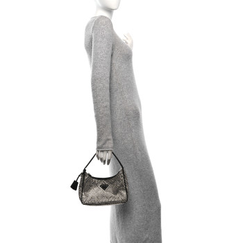 PRADA Satin Crystal Mini Re-Edition 2000 Bag Cristal