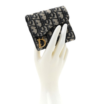CHRISTIAN DIOR Oblique Saddle Lotus Wallet Blue