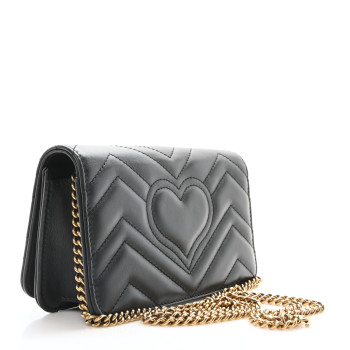 GUCCI Calfskin Matelasse GG Marmont Mini Bag Black