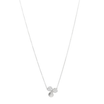 TIFFANY Platinum Diamond .17ctw Small Paper Flowers Pendant Necklace