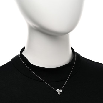 TIFFANY Platinum Diamond .17ctw Small Paper Flowers Pendant Necklace