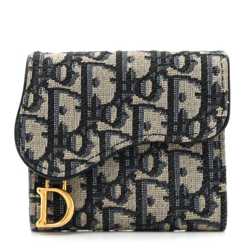 CHRISTIAN DIOR Oblique Saddle Lotus Wallet Blue