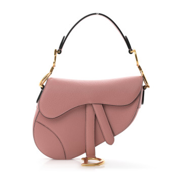 CHRISTIAN DIOR Grained Calfskin Mini Saddle Bag Pink
