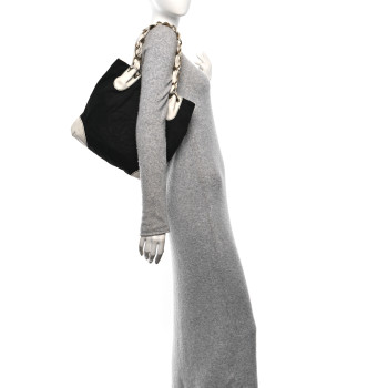 CHANEL Canvas Calfskin CC Tote Black White