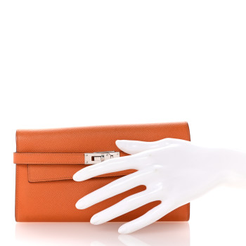 HERMES Epsom Kelly Longue Wallet Orange