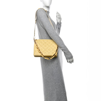 LOUIS VUITTON Lambskin Embossed Monogram Coussin PM Yellow