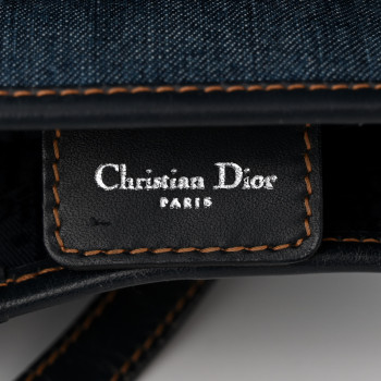 クリスチャンディオール CHRISTIAN DIOR Denim Crystal Floral Embroidered Saddle Bag