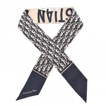 CHRISTIAN DIOR Silk Oblique Mitzah Scarf Blue 528184