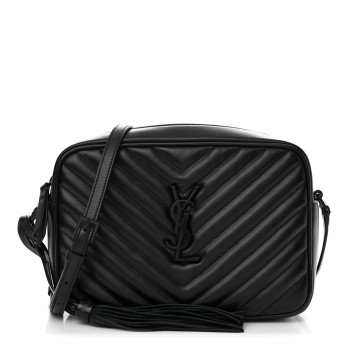 SAINT LAURENT Calfskin Matelasse Monogram Monochrome Lou Camera Bag Black