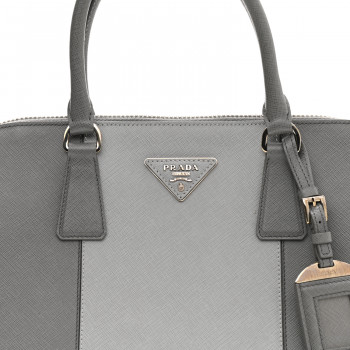 PRADA Saffiano Lux Bi-Color Promenade Tote Marmo Argilla