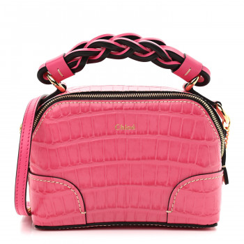 CHLOE Crocodile Embossed Mini Daria Chain Bag Hot Pink
