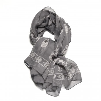 スカーフ Alexander Mcqueen Chiaroscuro Biker Scarf - Twill - Grey Alexander McQueen Skull Print Scarf