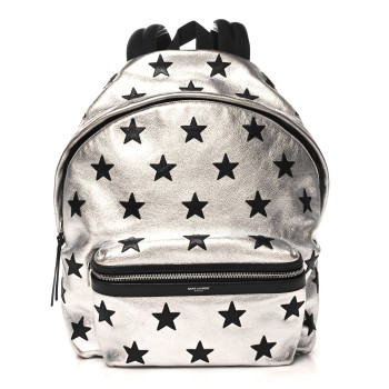 SAINT LAURENT Metallic Buffalo Star Hunting Backpack Silver Black
