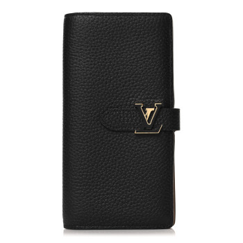 LOUIS VUITTON Taurillon LV Vertical Capucines Wallet Black Arizona