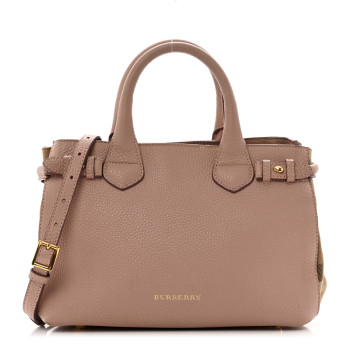 BURBERRY Grainy Calfskin House Check Small Banner Tote Pale Orchid