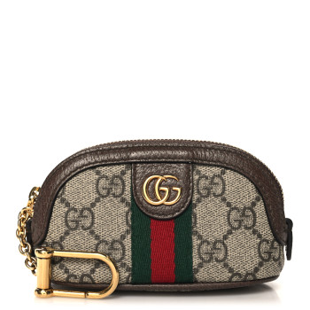 GUCCI GG Supreme Monogram Web Ophidia Dome Key Pouch Beige New Acero