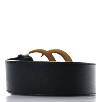 GUCCI Textured Calfskin Double G 40mm Belt 90 36 Black