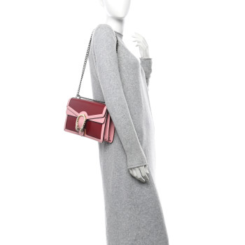 GUCCI Azalea Calfskin Enamel Small Dionysus Shoulder Bag New Cherry Red Wild Rose Off White